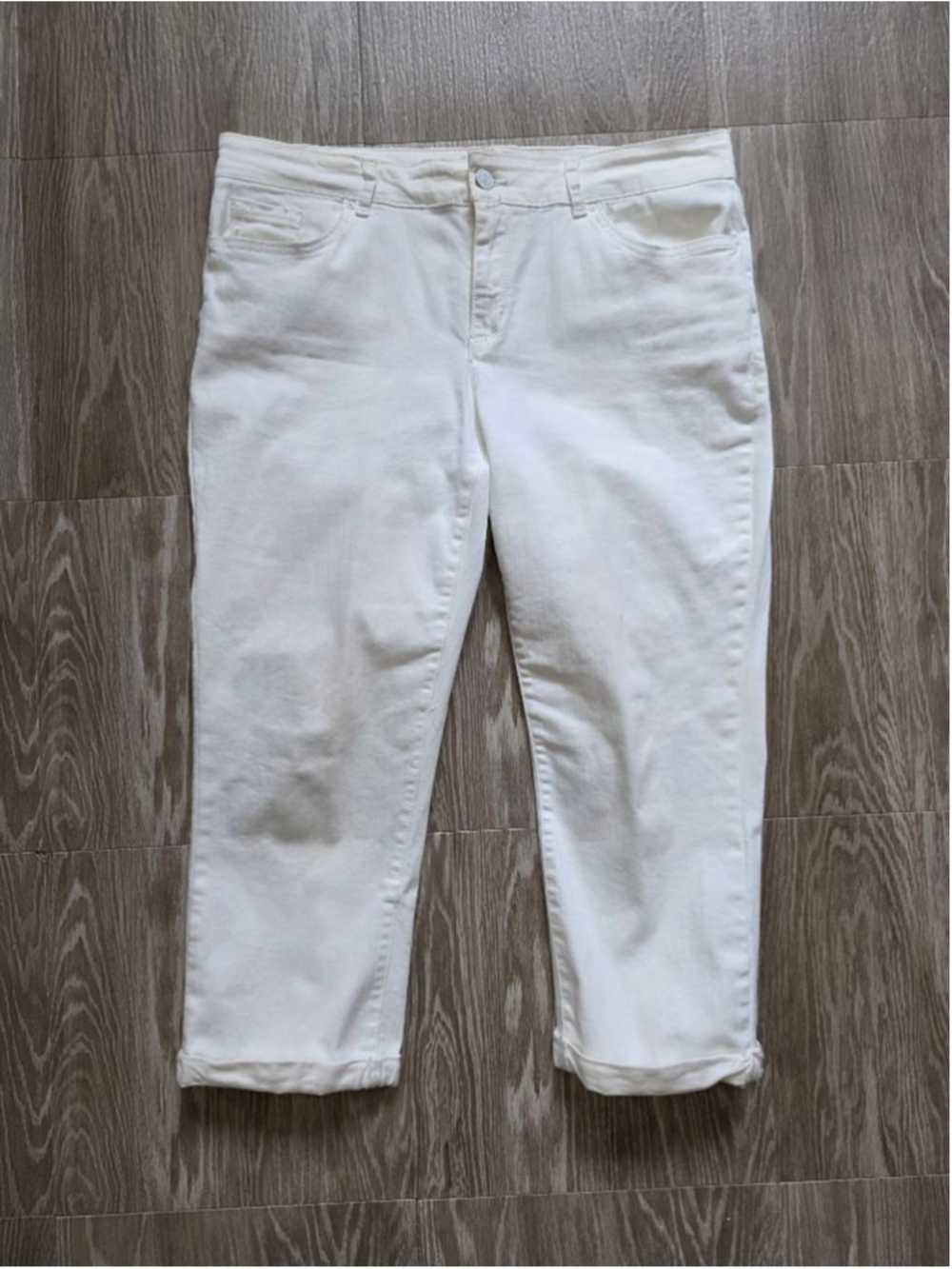 Women's Vintage America Blues White Ankle Cropped Jeans Size 12